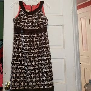 London times brown and coral sleeveless dress